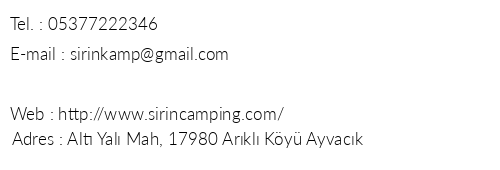 irin Camping Assos telefon numaralar, faks, e-mail, posta adresi ve iletiim bilgileri